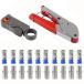 DIANN Coax Cable Crimper Tool Kit Coaxial Compression Tool Fitting Wire Stripper with 10pcs RG6 F Type Connector and 10p