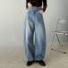  free shipping bottoms pants lady's cotton 100%asime waist car b Denim wide ko Kuhn ba Rune Silhouette high waist style up 