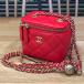 [ как новый ] Chanel matelasse здесь мяч Mini vaniti овчина красный AP1447 цепь плечо клатч 13297