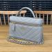 [ как новый ] Chanel sheb long Mini косметичка голубой серый серый ndo машина f цепь плечо AP5212 2026SS 16038