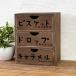  retro смешанные товары Showa Retro дерево коробка место хранения box античный Mini грудь No.3 3 уровень выдвижной ящик бардачок BREA