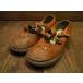 Vintage 70's* Kids кожа туфли с ремешками *210713i9-k-oshs 1970s ребенок обувь чай Brown retro 