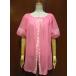  Vintage 70's* гонки имеется прозрачный короткий рукав baby doll розовый *221010i5-w-sssh 1970s женский retro неглиже туника 