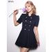 [IRMA/ il ma] короткий рукав двойной кнопка flair плиссировать Mini платье (ir61045)
