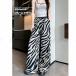  широкий брюки женский Zebra рисунок распорка брюки легкий брюки тренировочный брюки тонкий талия резина свободно длинный длина ходить на работу посещение школы весна лето бесплатная доставка 