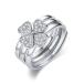 MIKAMU クローバー 指輪 レディース CZダイヤモンド シルバー925 純銀製 ハート リング フリーサイズ 結婚指輪 婚約指輪 3個ネット予約 着物　振袖　格安レンタル