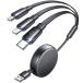 LISEN 3in1 �[�d�P�[�u�� ������� 1m �}���` USBA toType C/Lightning/Micro 3�䓯�����d�\ �u���b�N