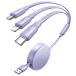 LISEN 3in1 �[�d�P�[�u�� ������� 1m �}���` USBA toTypeC/Lightning/Micro 3�䓯�����d�\ ���C�g�p�[�v��