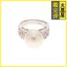 JEWELRY ювелирные изделия кольцо кольцо PT900 платина жемчуг бриллиант 0.10 ct примерно 9.6g 8 номер 
