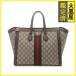 GUCCI Gucci off .tia Large большая сумка бежевый / темно-коричневый PV покрытие парусина | кожа 524537