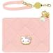 Hello Kitty чехол для пропуска катушка есть ремешок стеганое полотно металл plate есть чехол для проездного билета IC карта симпатичный Sanrio [01]