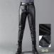  кожаный салон ntsu мужской обтягивающий кожа брюки тонкий брюки-джоггеры модный кожа хлеб PU кожа соединение кожа фальшивый кожа взрослый День отца весна лето осень 