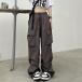  брюки-карго cargo широкий брюки do Lost брюки легкий брюки высокий талия черный серый бежевый Brown хаки зеленый одноцветный Dance hip-hop 
