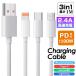  внезапный скорость зарядка кабель 3in1 Type-C Lightning Micro USB 100W мощный 6A высота электрический ток соответствует 3.6MM. очень толстый 1.2m высокая прочность смартфон планшет внезапный скорость данные пересылка PD соответствует iphone15/16 соответствует 