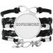 DIYthinker Black Words About Sophomore Bracelet Love Accessory Twisted Leather Knitting Rope Wristband Gift¹͢