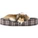Furhaven Pet Bed for Dogs and Cats - Sherpa and Plaid Flannel Oval Cuddler Dog Bed with Removable Washable Cover and Pillow Cushion Java Brown Ju