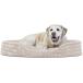 Furhaven Pet Bed for Dogs and Cats - Ultra Plush Curly Fur Oval Cuddler Dog Bed with Removable Washable Cover and Pillow Cushion Cream Jumbo (XX-