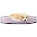 Furhaven Pet Bed for Dogs and Cats - Ultra Plush Curly Fur Oval Cuddler Dog Bed with Removable Washable Cover and Pillow Cushion Lavender Jumbo (