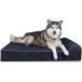Furhaven 3XL Orthopedic Dog Bed Goliath Quilted Faux Fur &amp; Velvet Chaise w/ Removable Washable Cover - Dark Blue 3XL parallel imported goods 
