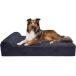 Furhaven XXL Orthopedic Dog Bed Goliath Quilted Faux Fur &amp; Velvet Chaise w/ Removable Washable Cover - Dark Blue 2XL parallel imported goods 