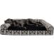 Furhaven XXL Orthopedic Dog Bed Plush &amp; Southwest Kilim Decor Sofa-Style w/ Removable Washable Cover - Black Medallion Jumbo Plus (XX-Large)