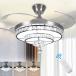 DLLT Crystal Ceiling Fan with Light  36W Modern Ceiling Fan Remote  3-Blade Retractable Led Fan Chan