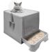 Fhiny Foldable Cat Litter Box with Lid  Extra Large Enclosed Kitty Litter B