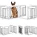 4NM No-Assembly Folding 96inch Extra Wide 30inch Tall Wooden Dog Gate with Door Walk Through Freestanding Wire Pet Gate Accordion Puppy Gate with