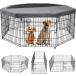 PETIME Foldable Metal Dog Exercise Pen / Pet Puppy Playpen Kennels Yard Fence Indoor/Outdoor 8 Panel 24 Inch with Top Cover/Bottom Pad (with top Co