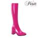  long boots lady's men's low heel stretch large size small size boots Pleaser pulley The -8cm heel pink enamel fastener immediate payment 