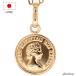  монета подвеска k18 простой Gold 18k 18 золотой мужской женский 8mm одиночный товар верх только 