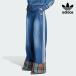  Adidas Originals adidas originals проверка si-m имеется Vintage широкий нога джинсы низ Denim в клетку kw4518