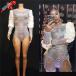  super pearl rhinestone flower body suit woman singer Leotard stage wear birthday Dance wear stretch costume 
