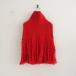  высокий kHYKE * шерсть вязаный ta-toru шея бахрома накидка пончо * красный толстый aze плетеный тянуть over лучший (2-2510-278)[11K52]