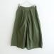 зеленый grin * хлопок tuck широкий брюки *2 хлопок стрейч зеленый хаки резина flair юбка-брюки товар окраска (25-2506-6)[20G52]
