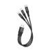  зарядка кабель 3in1 кабель 25cm iOS TypeC microUSB 3 шт. одновременно зарядка зарядка специальный сетка ke- blue black JTT X47-3IN1S-BK