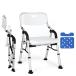 DEWEL bath chair nursing folding shower chair height 4 -step adjustment withstand load 150kg.. sause handrail rising up assistance bath chair aluminium alloy made light weight robust nursing chair 