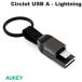 AUKEY �I�[�L�[ USB A - Lightning �P�[�u�� Circlet Series �L�[�z���_�[�^ �}�O�l�b�g�t 0.1m �u���b�N CB-AKL6-BK
