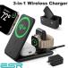 ESR Qi2 25W ���C�����X�[�d�� �X�^���h Apple Watch AirPods 3-in-1 Travel Wireless Charging Set �ő�25W Black