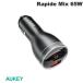 AUKEY �I�[�L�[ �J�[�`���[�W���[ Rapide Mix QC/PD�Ή� �ő�65W USB A 1�|�[�g / Type-C 2�|�[�g �_�[�N�O���[ CC-Y24-GY