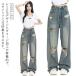  повреждение обработка Denim брюки длинные брюки женский широкий брюки джинсы ji- хлеб свободно body type покрытие повреждение Denim длинный длина весна лето низ 