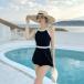  купальный костюм One-piece женский купальный костюм One-piece модель Корея способ спина открытие sexy большой размер экспонирование модный body type покрытие M L XL лето бассейн морская вода . resort .