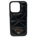  Prada iPhone 14 Propa dead кейс iPhone кейс смартфон кейс Logo plate стеганое полотно кожа NERO черный PRADA