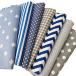 7 sheets gray & blue cloth cloth large pattern cotton 100% handicrafts handmade cut Cross cloth set 46×56cm dot * star * check * wave line 