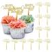 AiQi Bakes 12 деталь happy день св. Валентина Gold зеркало акрил капкейк topa- Anniversary кекс party украшение 