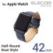 Apple Watch series 5 42mm用 ソフトレザーバンド ヴィーガンレザー アップルウォッチ5 ネイビー┃AW-42BDLRBBU アウトレット エレコム わけあり 在庫処分