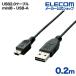  Elecom двусторонний ..USB кабель (A-miniB)0.2m черный 0.2mIU2C-DMB02BK