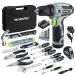 WORKPRO Home Tool Kit with Power Drill, 108PCS Power Home Tool Set with 12V 1.5 Ah Battery Powered Screwdriver and Tool Box, Electric Cordless Drill S