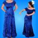 フラダンス シャンブレー ベルベット オフ・オンショルダー ドレス ブルー Fサイズ 1770blF