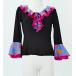  фламенко rose &amp; полька-дот оборка блуза черный × голубой свободный размер 2349bblf